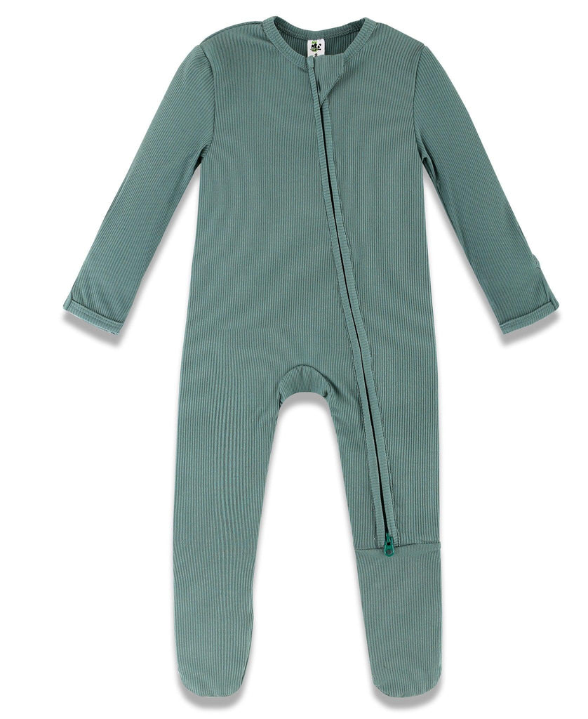 earth baby outfitters bamboo zip up footie SPRUCE