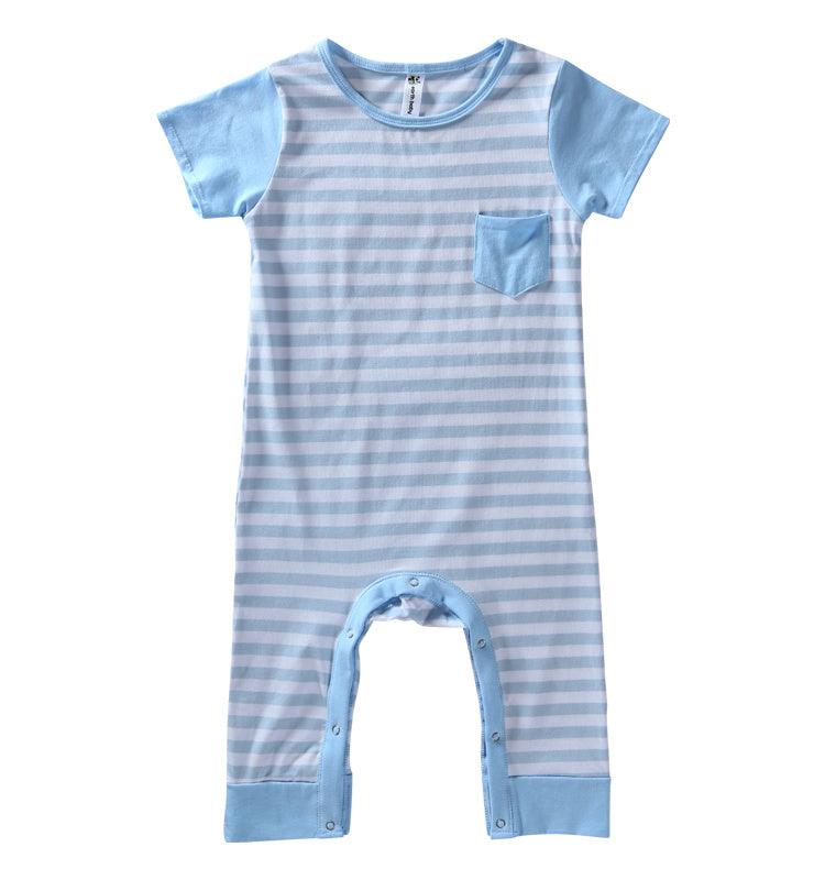 earth baby outfitter striped romper blue