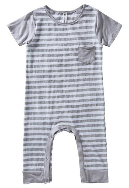 earth baby outfitter striped romper grey