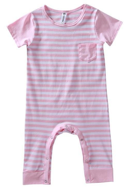 earth baby outfitter striped romper pink